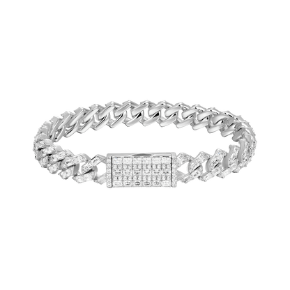 Emerald Cut Prong Cuban Link Bracelet - 10mm