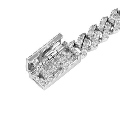 Emerald Cut Prong Cuban Link Bracelet - 10mm