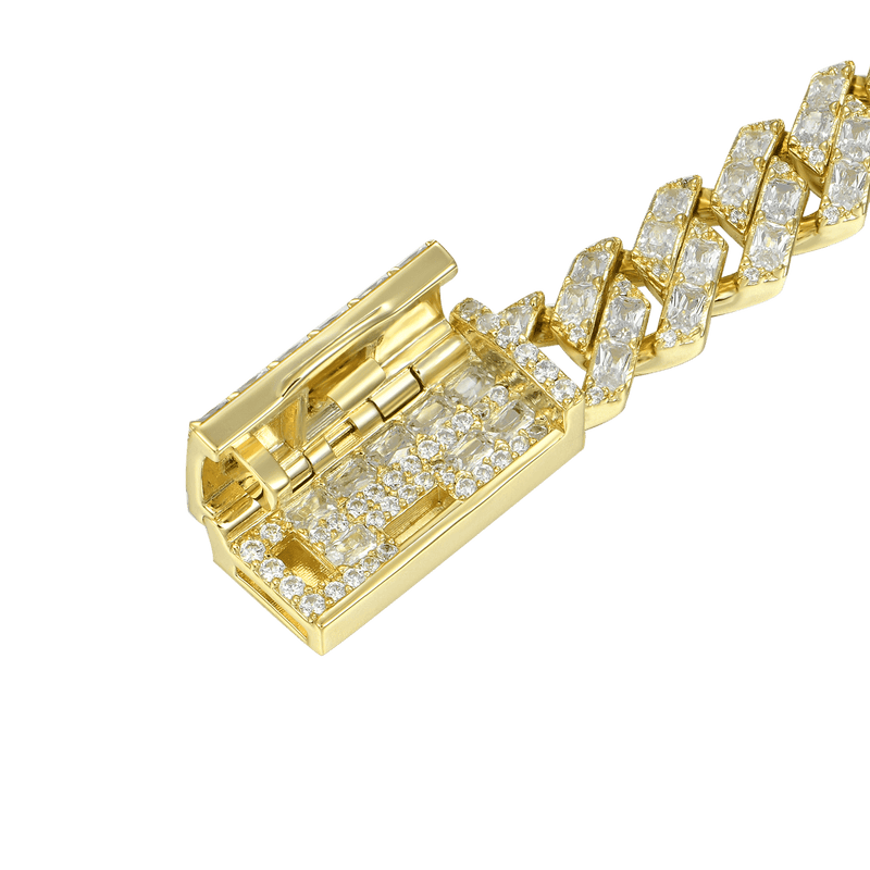 Emerald Cut Prong Cuban Link Bracelet-APORRO FINE JEWELRY - APORRO