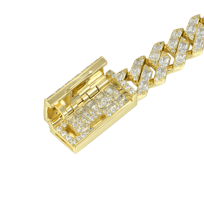 Emerald Cut Prong Cuban Link Bracelet - 10mm