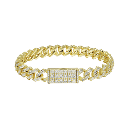 Emerald Cut Prong Cuban Link Bracelet - 10mm