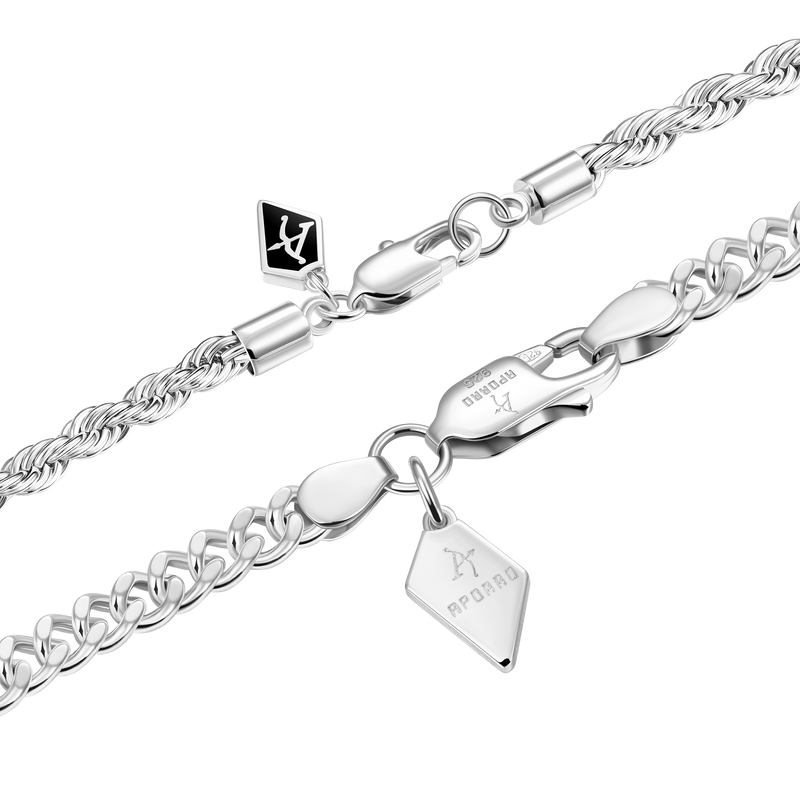 3.5mm Rope Bracelet + 5mm Cuban Link Bracelet Gift Set - APORRO