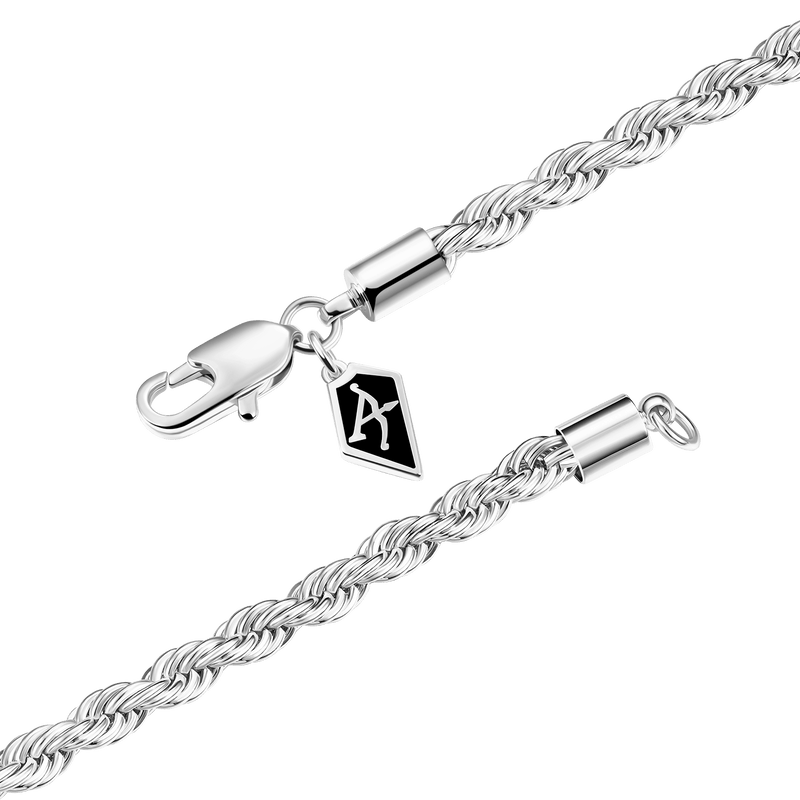 4.5mm Rope Bracelet - White Gold - APORRO