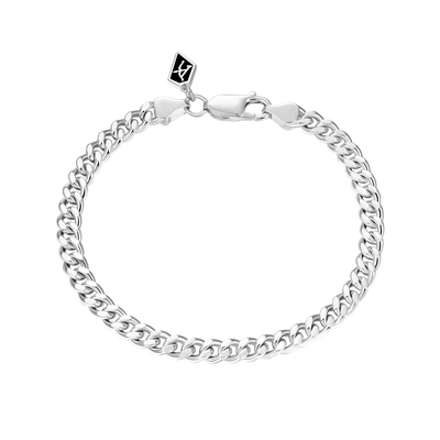 Bracelet gourmette Miami Micro Cubain 5 mm - Or Blanc