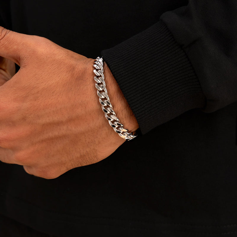 8mm Miami Micro Cuban Curb Bracelet - White Gold - APORRO