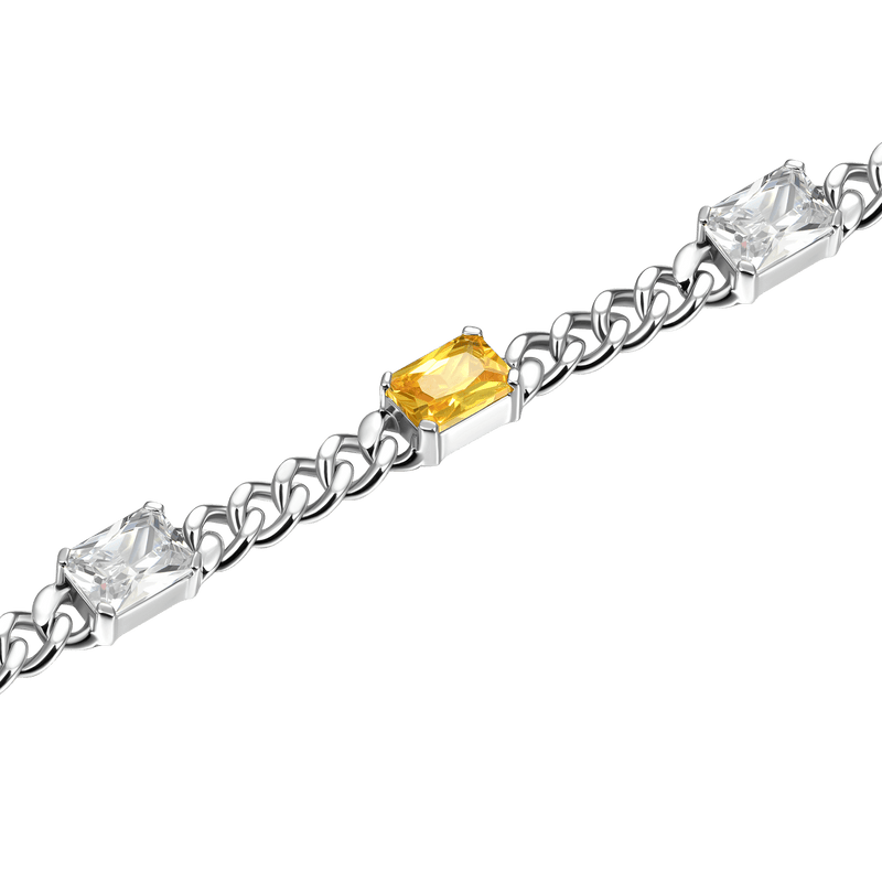 Bracelet réglable en pierre gemme taille émeraude jaune et blanche - APORRO