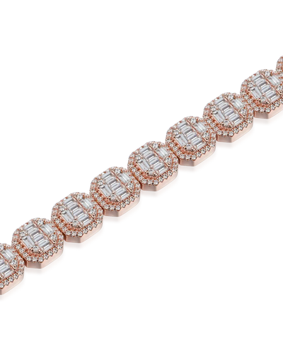 Baguette Clustered Tennis Bracelet - 8mm