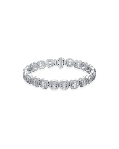 Brazalete de tenis agrupado en forma de baguette de moissanita - 8 mm