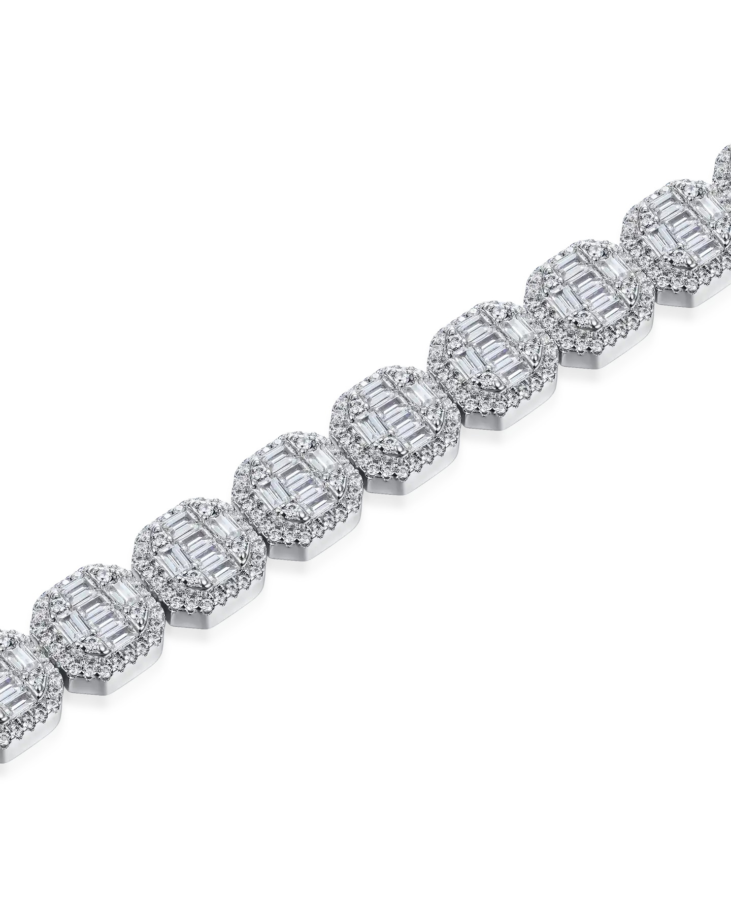 Brazalete de tenis agrupado en forma de baguette de moissanita - 8 mm