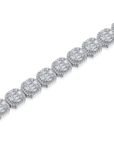 Brazalete de tenis agrupado en forma de baguette de moissanita - 8 mm