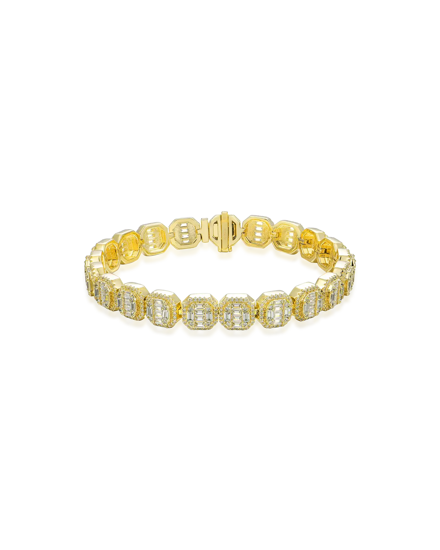 Brazalete de tenis agrupado en forma de baguette de moissanita - 8 mm