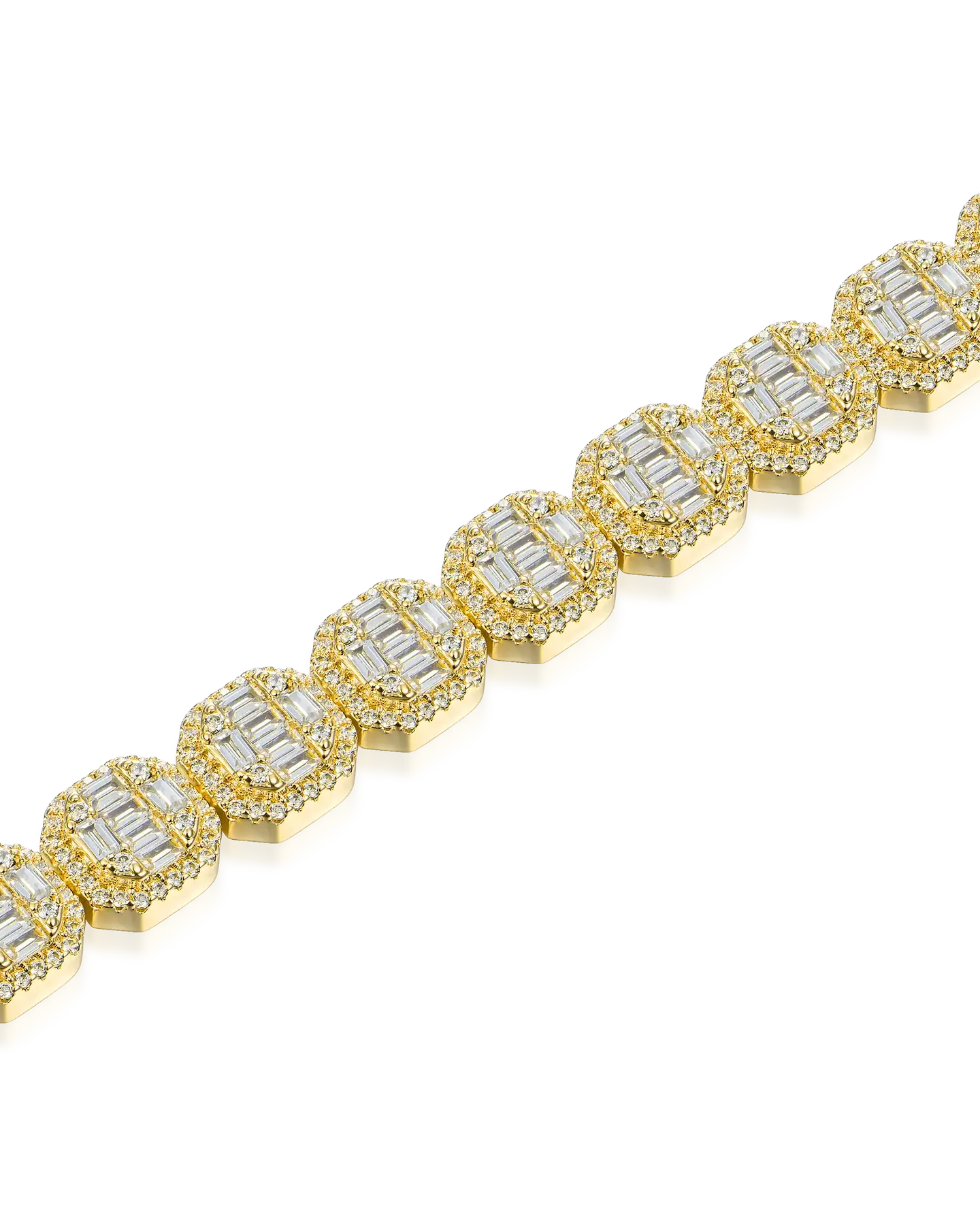 Brazalete de tenis agrupado en forma de baguette de moissanita - 8 mm