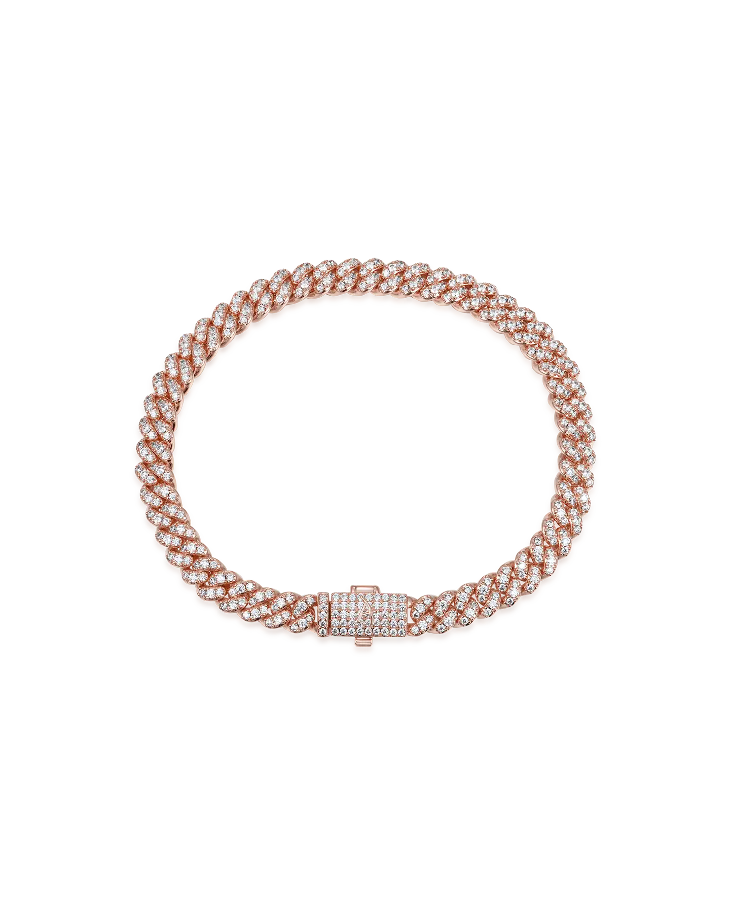 Pulsera de eslabones cubanos de talla redonda de moissanita - 6 mm