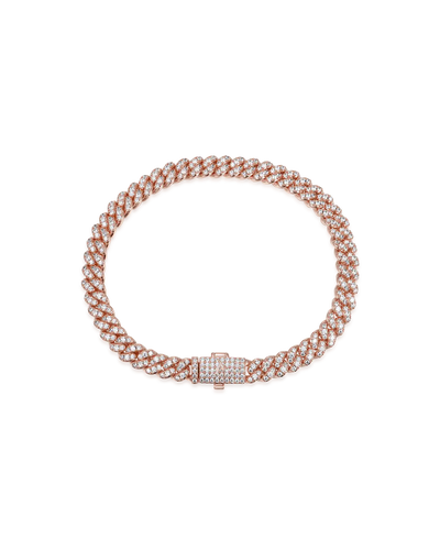 Pulsera de eslabones cubanos de talla redonda de moissanita - 6 mm