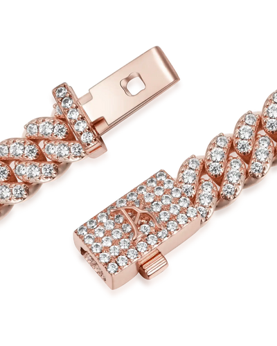 Pulsera de eslabones cubanos de talla redonda de moissanita - 6 mm