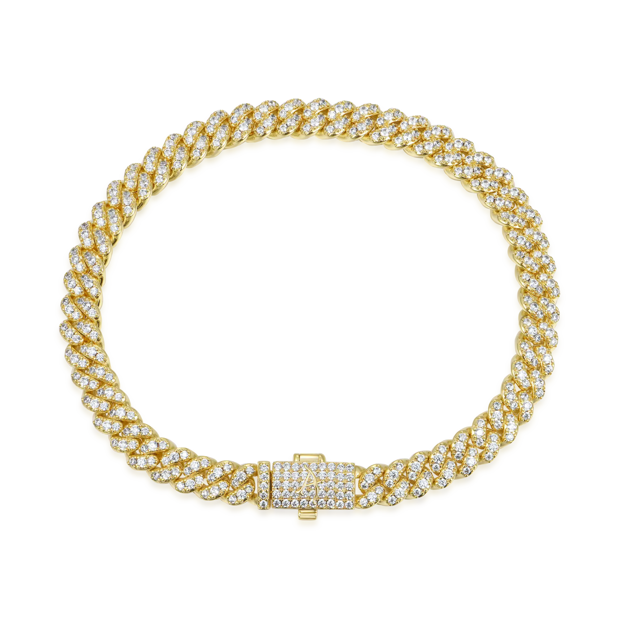 Pulsera de eslabones cubanos de talla redonda - 6 mm