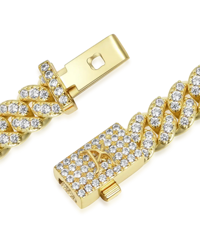 Pulsera de eslabones cubanos de talla redonda de moissanita - 6 mm