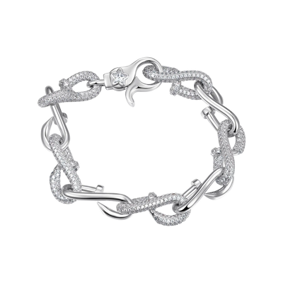 Bracciale a maglie con chiodi intrecciati Moissanite - 10 mm