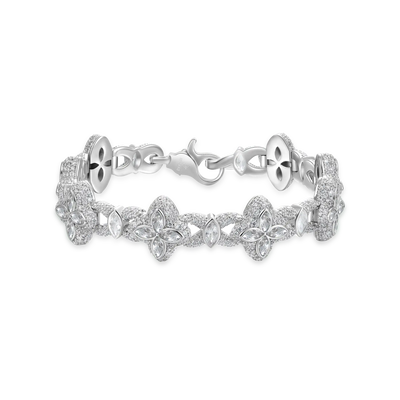 Bracelet Trèfle Lumineux Glacé - Diamant Blanc