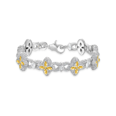 Pulsera Trébol Luminoso Helado - Diamante Amarillo