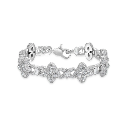 Iced Luminous Clover Bracelet - White Diamond