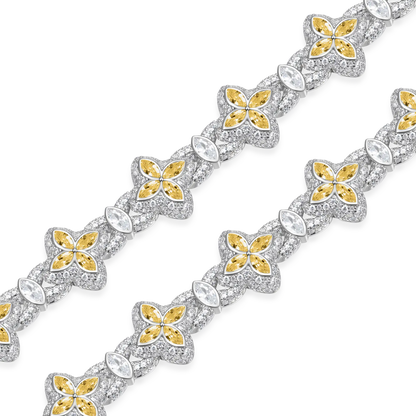 Bracelet de trèfle lumineux glacé - diamant jaune