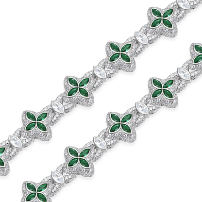 Iced Luminous Clover Chain & Bracelet Set