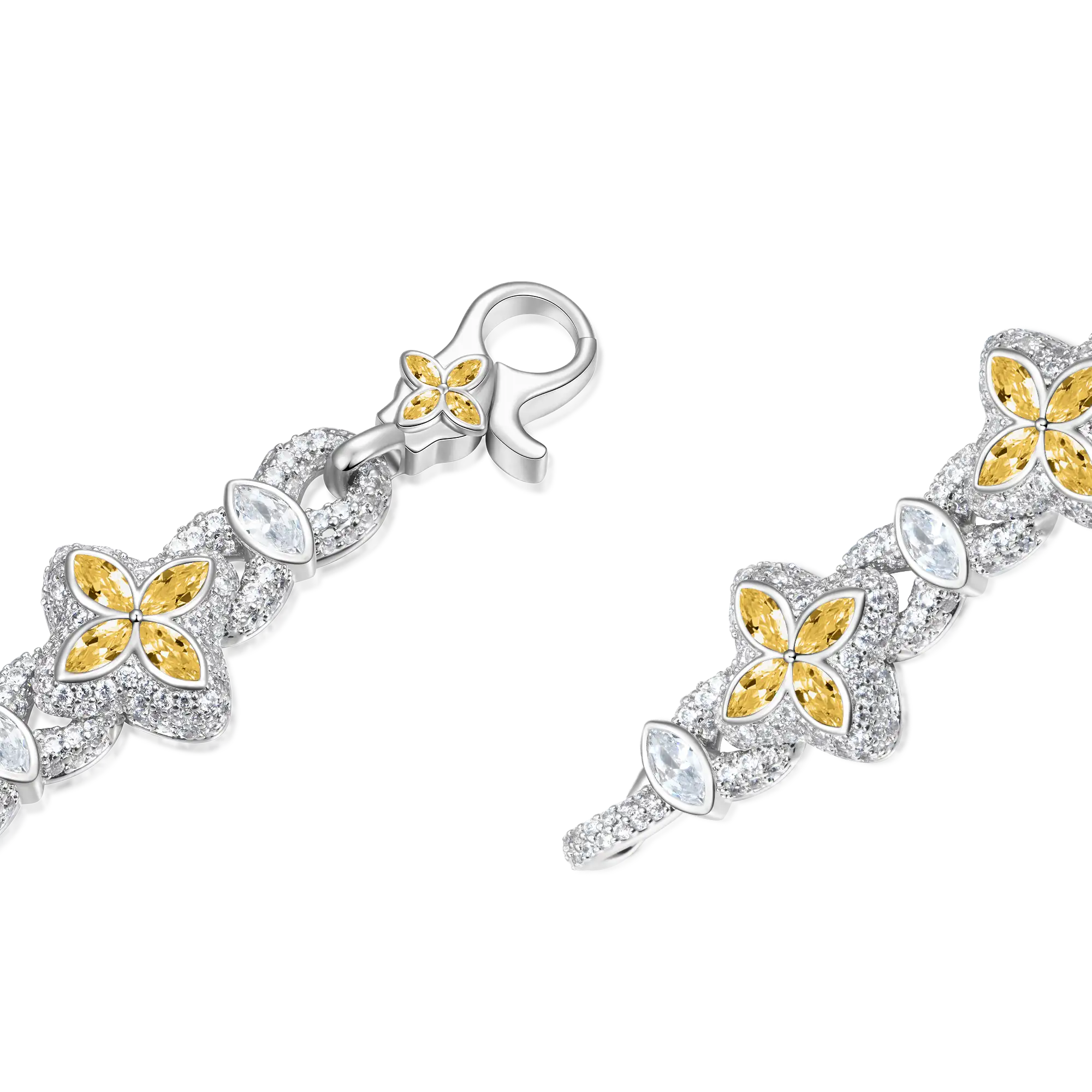 Pulsera de trébol luminoso helado - Diamante amarillo