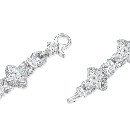 Bracciale a trifoglio luminoso ghiacciato - diamante bianco