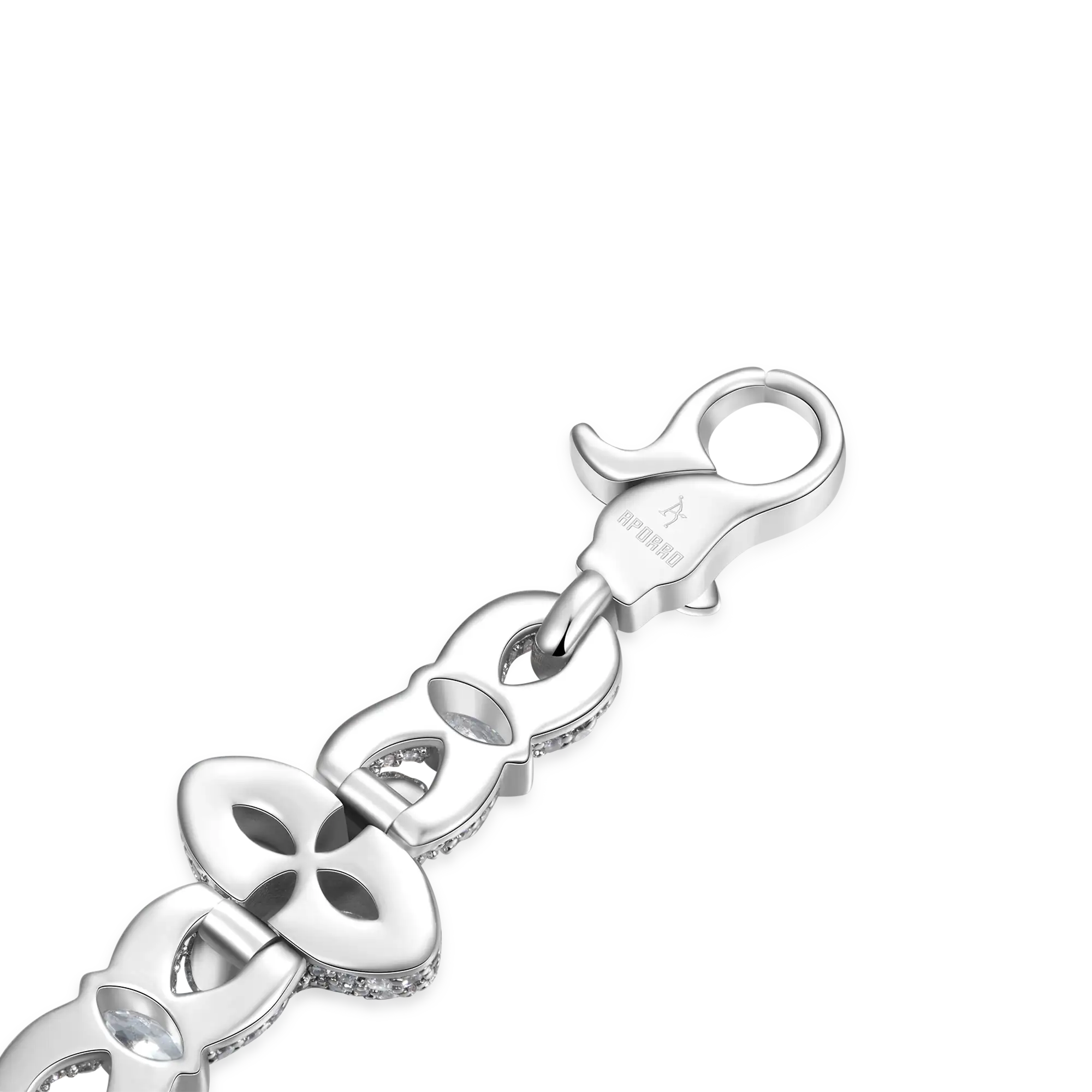 Brazalete de trébol luminoso helado - diamante blanco