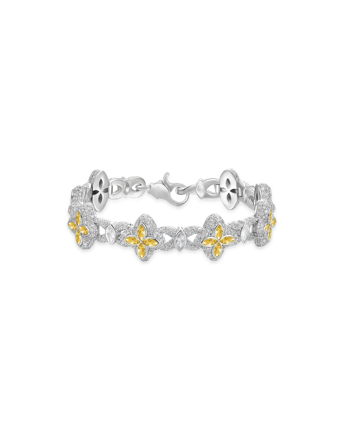 Iced Luminous Clover Bracelet - Yellow Diamond