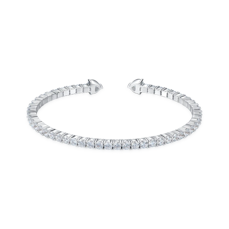 Moissanite Multiple Spring Tennis Bangle Bracelet - APORRO