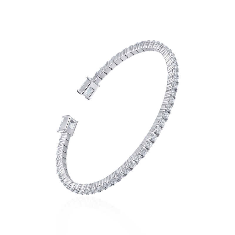 Moissanite Multiple Spring Tennis Bangle Bracelet - APORRO