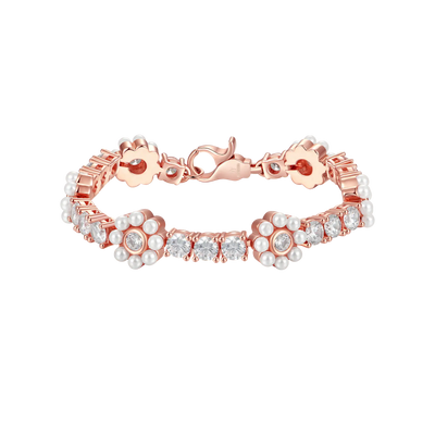 Moissanite Flora Pearl Tennis Bracelet - 9mm