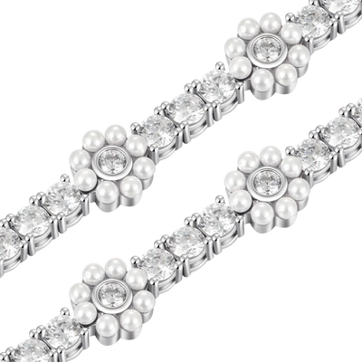 Moissanite Flora Pearl Tennis Bracelet - 9mm