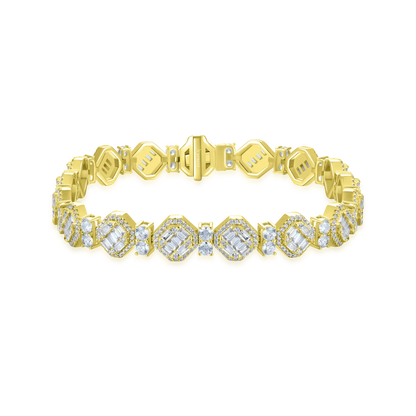 Octagon Mix Cut Tennis Bracelet - 8mm