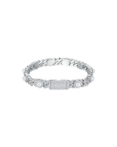 Kubanisches Armband mit Moissanit-Perlenvereisung – 8 mm