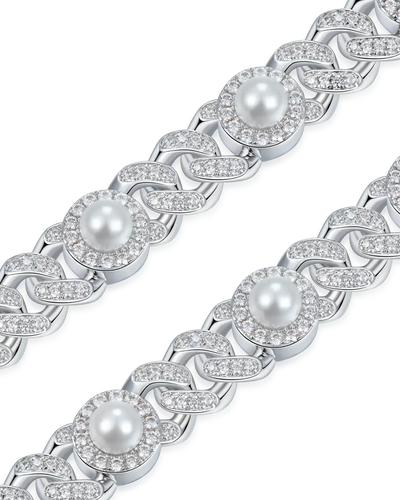 Kubanisches Armband mit Moissanit-Perlenvereisung – 8 mm