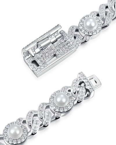 Kubanisches Armband mit Moissanit-Perlenvereisung – 8 mm
