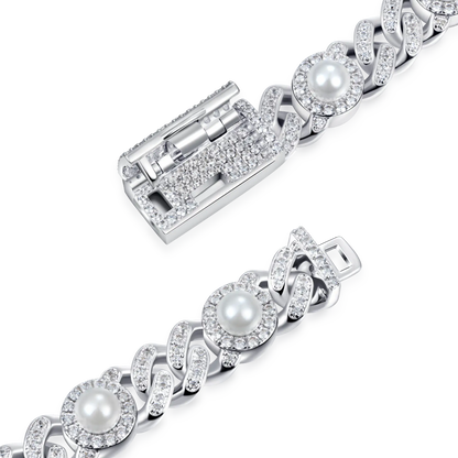 Moissanite Perle Iced Cuban Armband - 8 mm