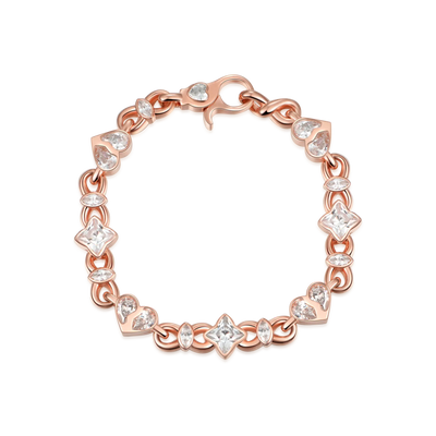 Pulsera entrelazada de corazones radiantes - 8 mm