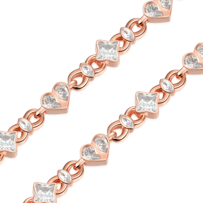 Pulsera entrelazada de corazones radiantes - 8 mm