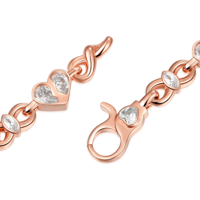Pulsera entrelazada de corazones radiantes - 8 mm
