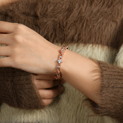 Moissanite Radiant Hearts Entwined Bracelet - 8mm