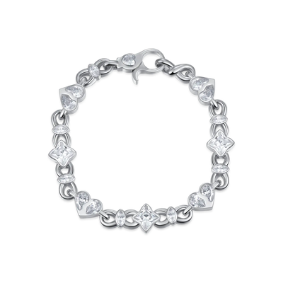 Pulsera entrelazada de corazones radiantes - 8 mm