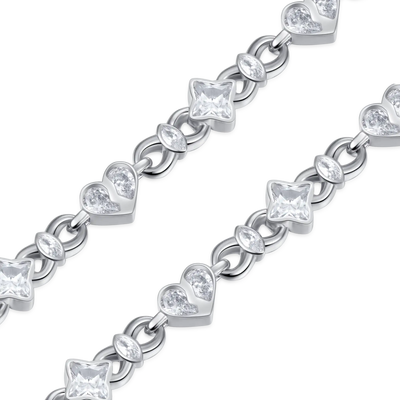 Pulsera entrelazada de corazones radiantes - 8 mm