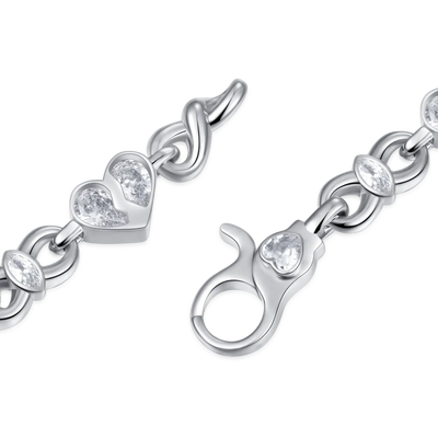 Moissanite Radiant Hearts Entwined Bracelet - 8mm