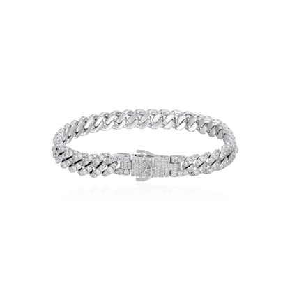 Moissanite Micro Round Cut Cuban Link Bracelet - 8mm