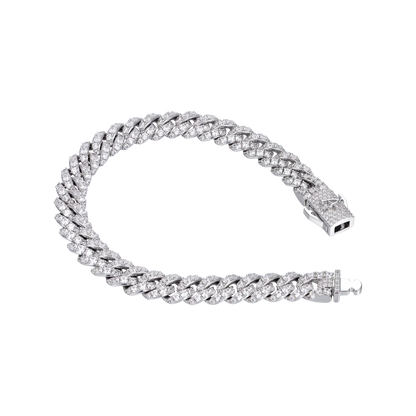 Moissanite Micro Round Cut Cuban Link Bracelet - 8mm