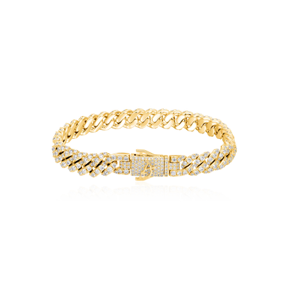 Women's Micro Round Cut Cuban Link Bracelet - 8mm